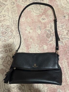 Kate Spade Black Leather Tassel Crossbody Bag